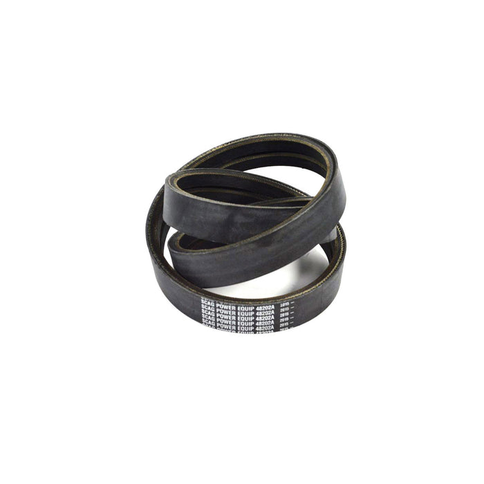 Scag 2-Band Wheel Drive Belt, Scag part 48202A, second view showing belt label