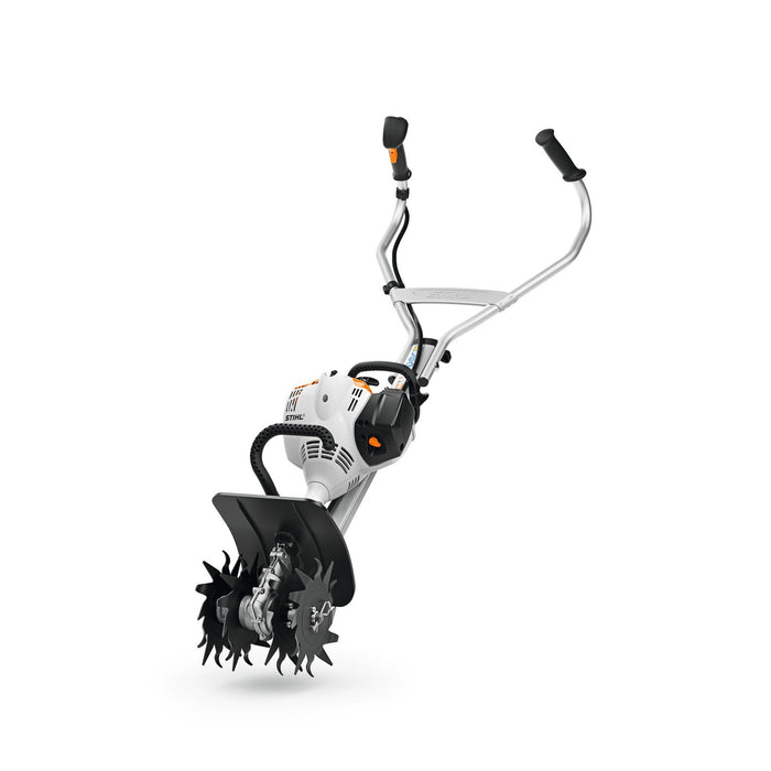 Gardening tool with black and white design on a white background