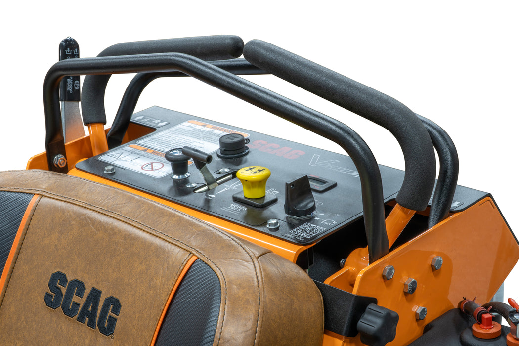 Scag V-Ride LS 52in Hero stand-on mower, operator controls
