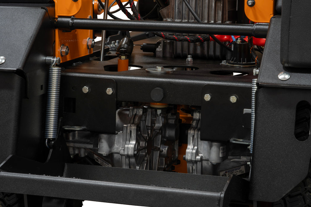 Scag V-Ride LS 48in Hero stand-on mower, drive system close-up