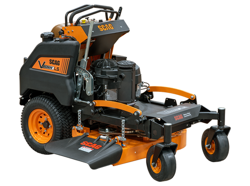 Scag V-Ride LS 48in Hero stand-on mower, 3/4 front view