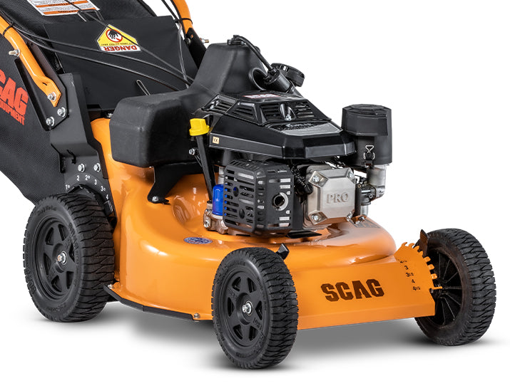 Scag SFC-21 21in commercial walk-behind mower, front close-up