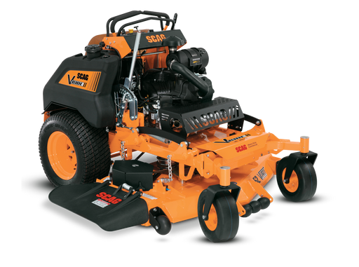 Scag V-Ride II 61in Velocity Plus stand-on mower, 3/4 front view