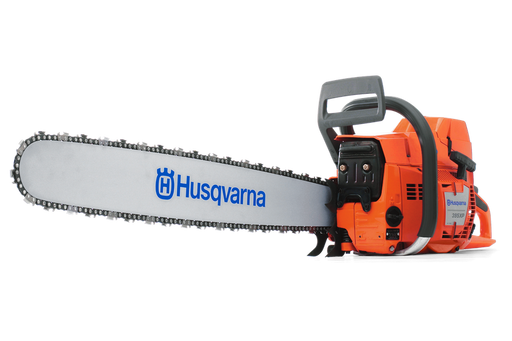 Husqvarna 395 XP professional chainsaw, side view with guide bar