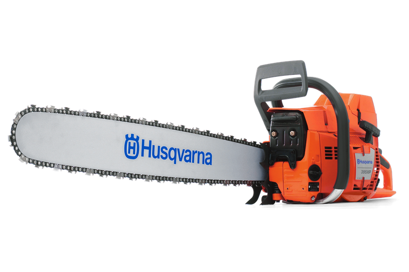 Husqvarna 395 XP professional chainsaw, side view with guide bar