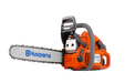 Husqvarna 445 gas chainsaw, side view with guide bar (article 970709018)