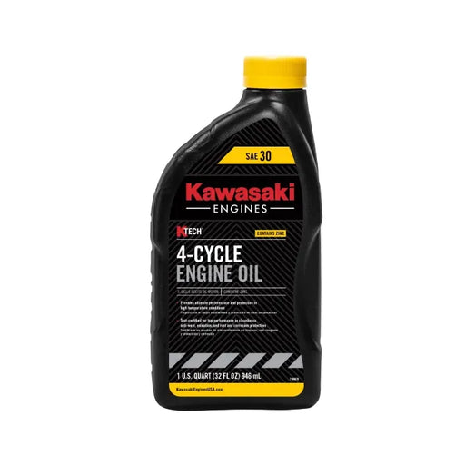 Bottle of Kawasaki Engines 4-cycle engine oil on a white background