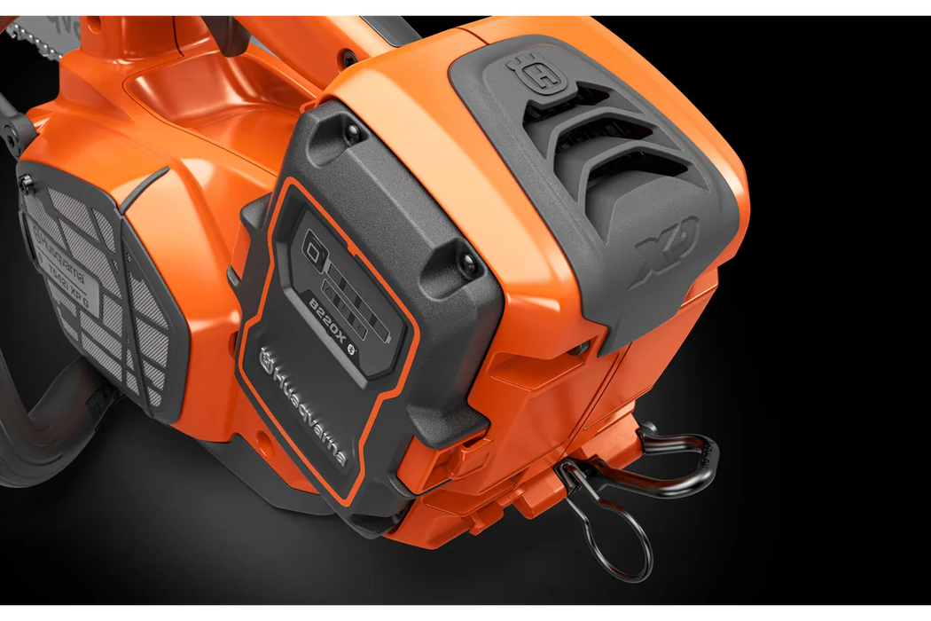 Husqvarna T542i XP top handle chainsaw, battery compartment close-up