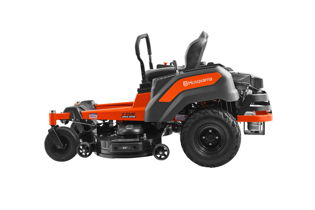 Husqvarna Z254F zero-turn mower, side view