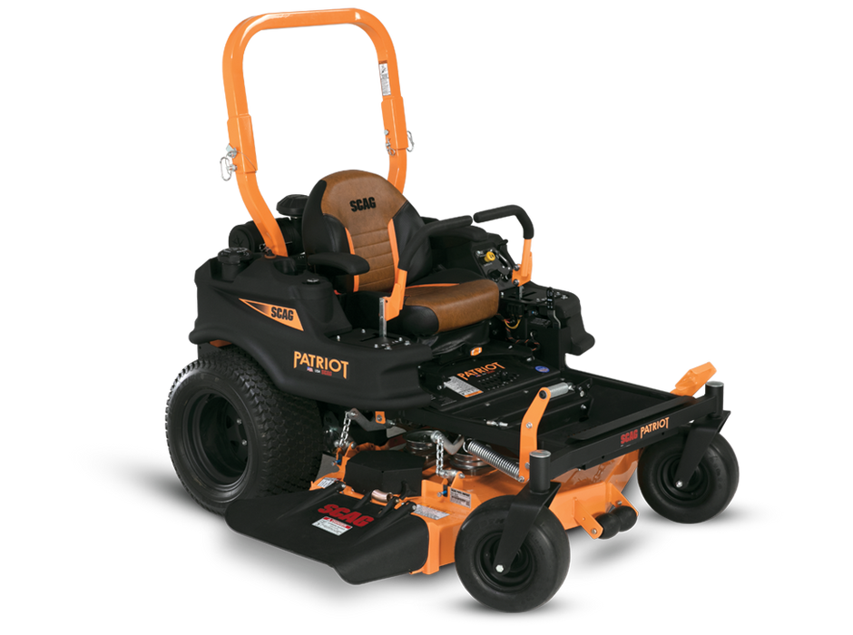 Scag Patriot 52in Hero zero turn mower, 3/4 front view