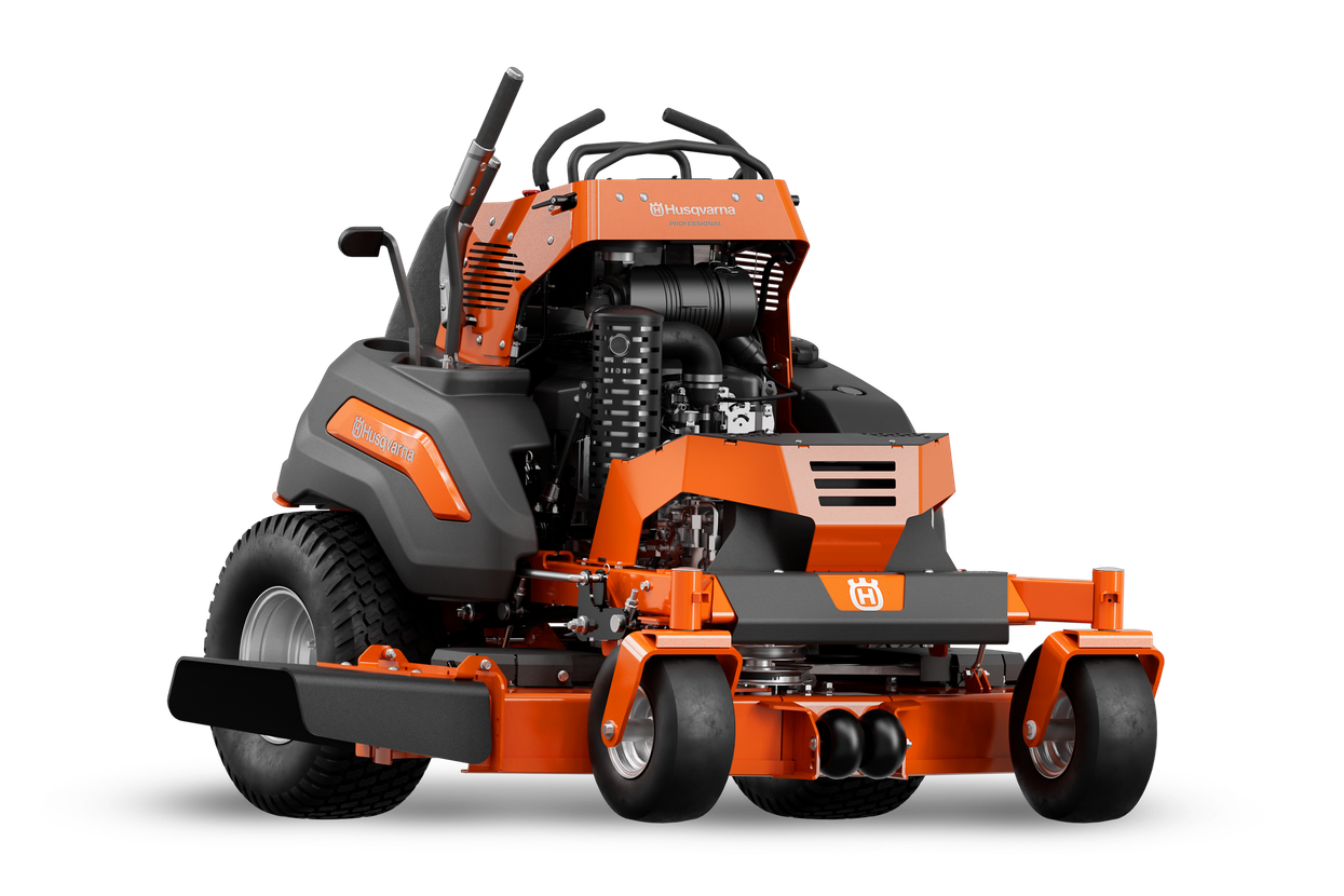 Husqvarna V554X stand-on mower, front view