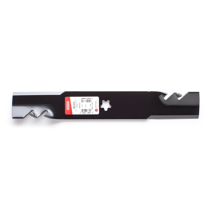 Oregon Gator G3 mulching blade 15-1/2in, 5-point star hole, 95-614 - labeled flat view (representative image; match the part number to your equipment)