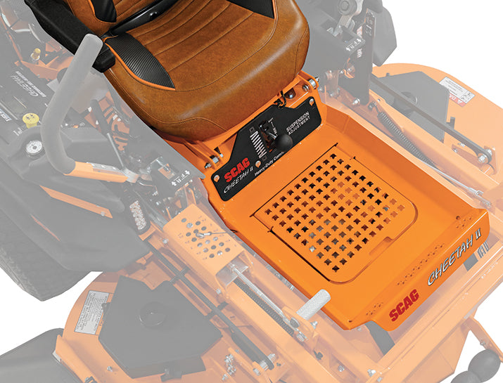 Scag Cheetah II 61in Velocity Plus zero turn mower, operator suspension system