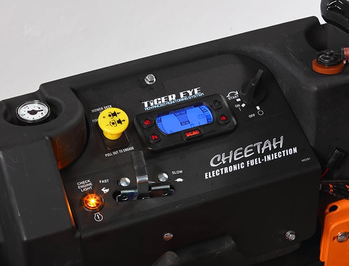 Scag Cheetah II 61in Velocity Plus zero turn mower, Tiger Eye EFI monitoring display