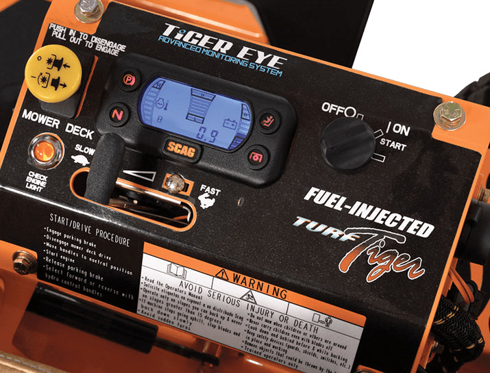 Scag Turf Tiger II 61in Velocity Plus zero turn mower, EFI monitoring system