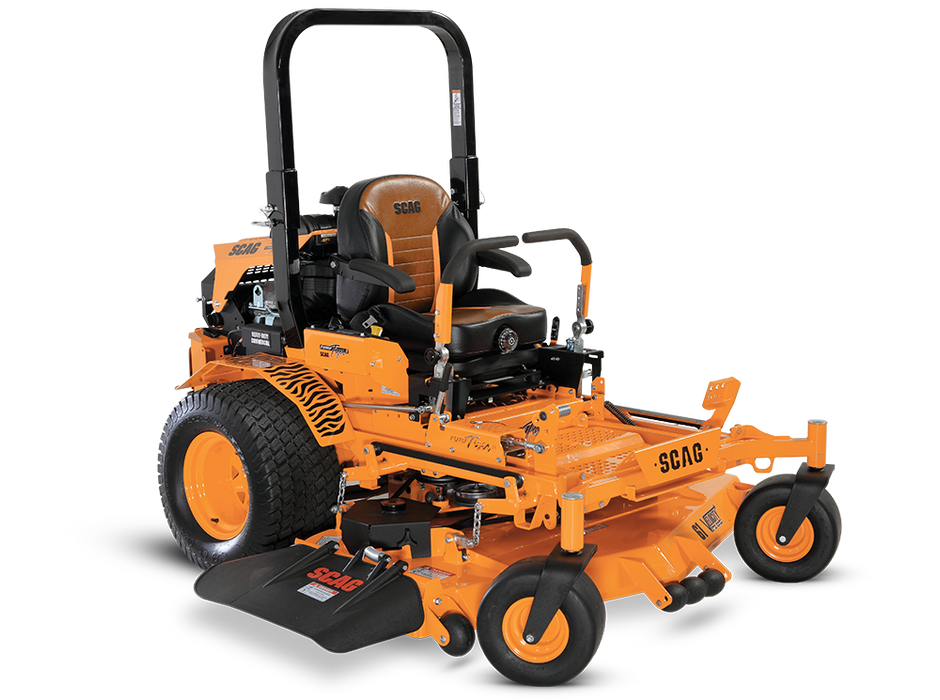 Scag Turf Tiger II 72in Velocity Plus zero turn mower, 3/4 front view