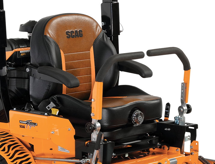 Scag Turf Tiger II 72in Velocity Plus zero turn mower, operator seat and controls