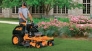 Scag V-Ride II 52in Velocity Plus stand-on mower, mowing in use